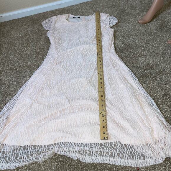 Alfani dress lace overlay pale pink knee length cap sleeve back zip SZ LG formal - Picture 5 of 8